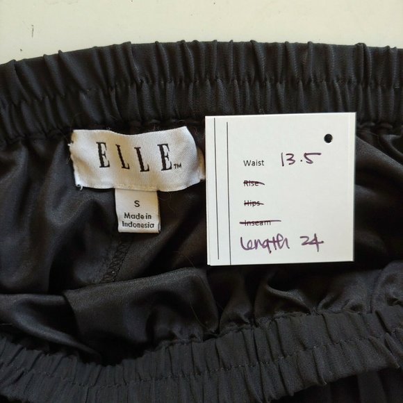❤️SOLD❤️ELLE Skirt Womens Size Small S Pleated Chiffon ElasticKnee Length Black - Picture 2 of 2